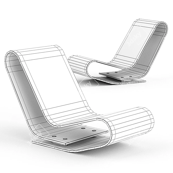 Modern Plastic Low Lounge Chair 3D model image 3