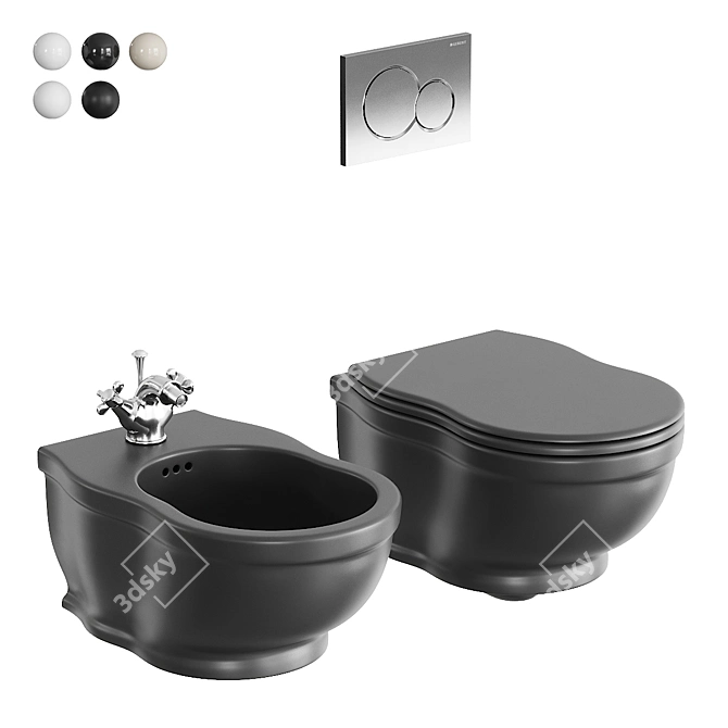 Time Wall-Hung Ceramic Toilet & Bidet 3D model image 1