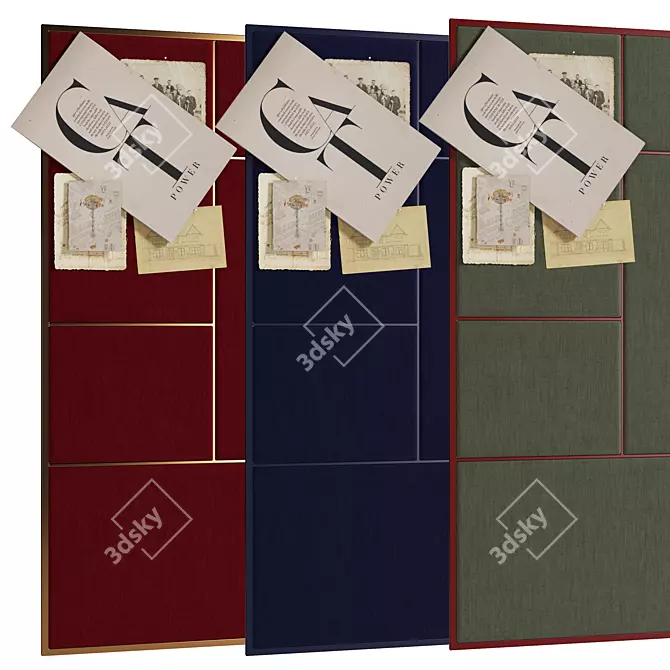 Chic Fabric-Covered Trio Boards 3D model image 2