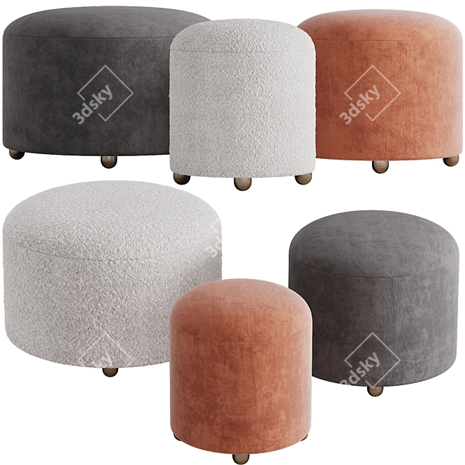 Customizable Marly Ottoman ModelRenderer 3D model image 1