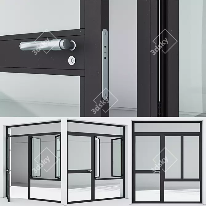 Corona Aluminium Door 313 Render 3D model image 3