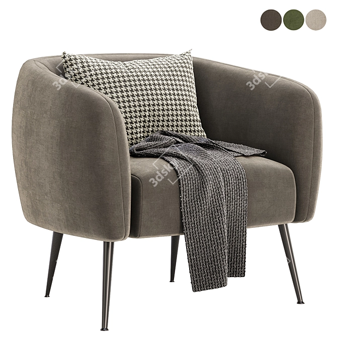 Stylish DAVI Armchair, 3 Colors 3D model image 3