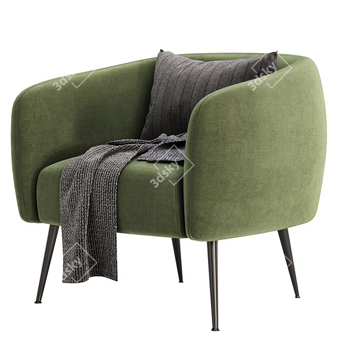 Stylish DAVI Armchair, 3 Colors 3D model image 4