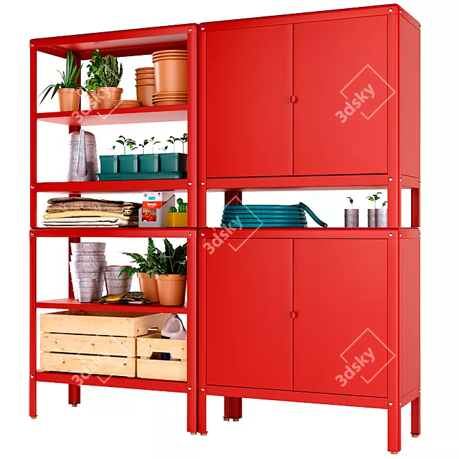 Outdoor Storage Solution with Cabinets 3D model image 2