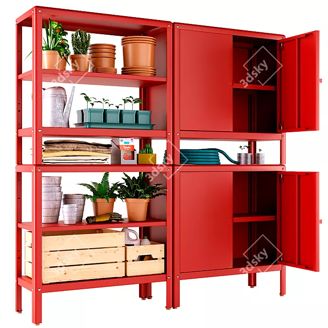 Outdoor Storage Solution with Cabinets 3D model image 4