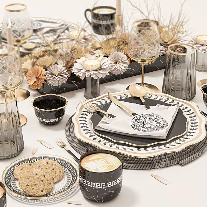 Modern Table Setting with Textures 3D model image 2