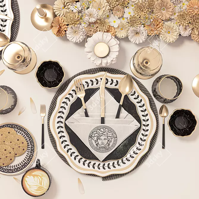 Modern Table Setting with Textures 3D model image 3