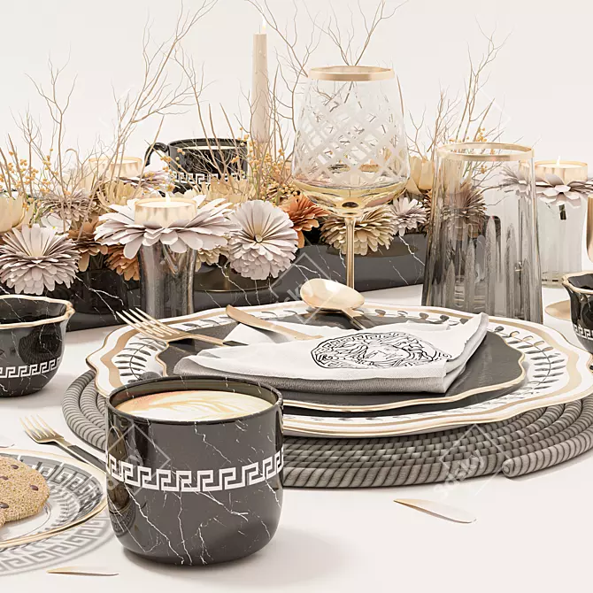 Modern Table Setting with Textures 3D model image 4