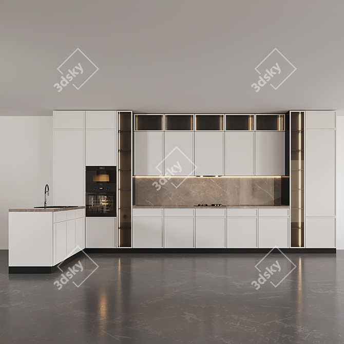  Kitchen 66 Set: Range Hood, Cooktop, Oven, Microwave, Sink, Faucet 3D model image 2