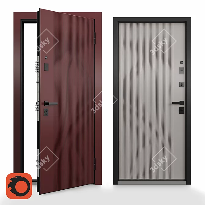 Customizable Steel Apartment Door 3D model image 1