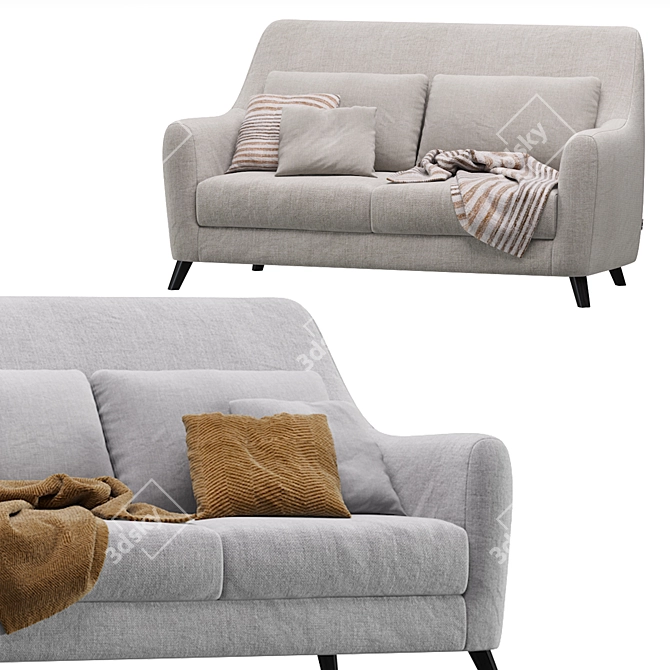 Elegant Velvet Latte Sofa Divan 3D model image 4