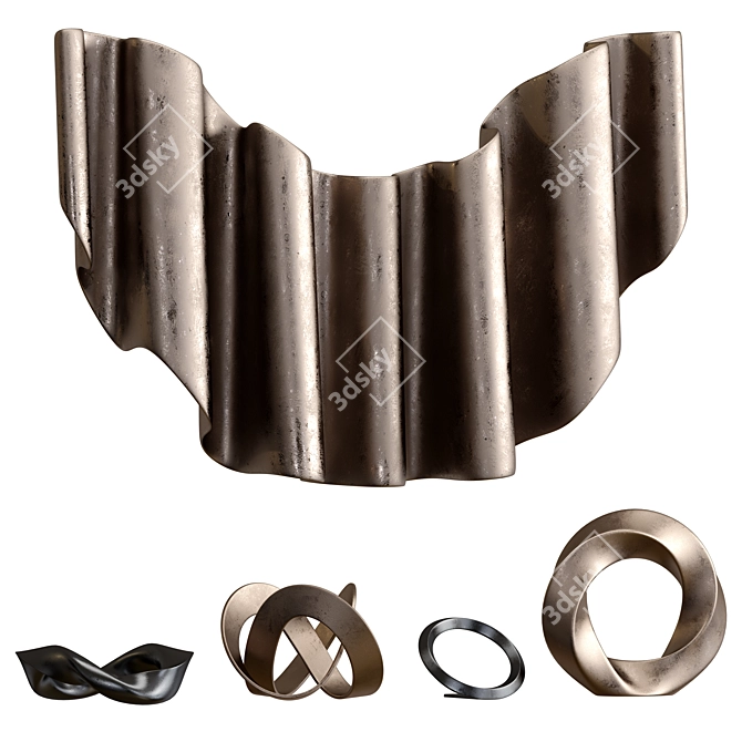 Unwrapped Metal Sculpture Art Piece 3D model image 1