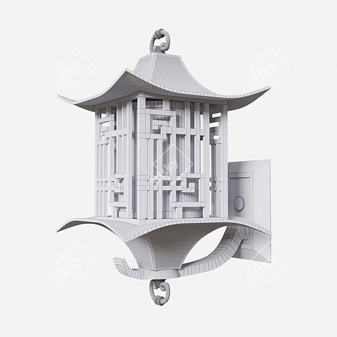 Antiqued Ming Red Wall Lantern 3D model image 5