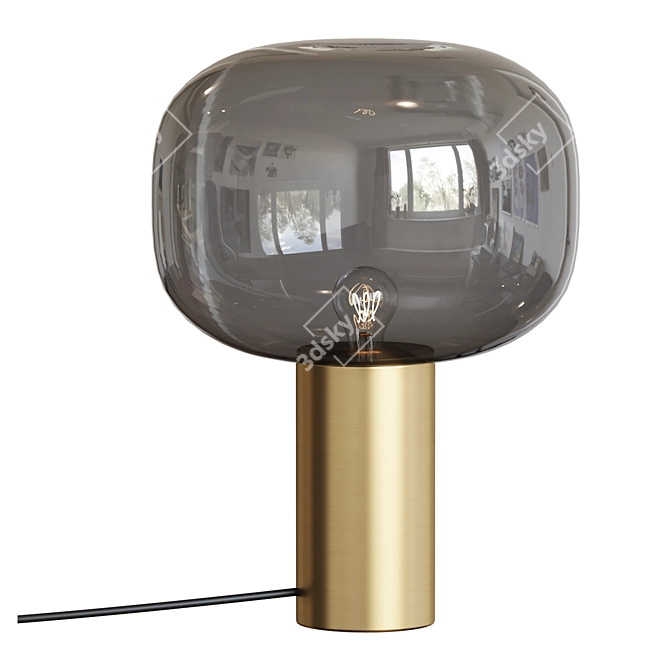 Brass Glass Mushroom Desk Lamp 3D model image 1