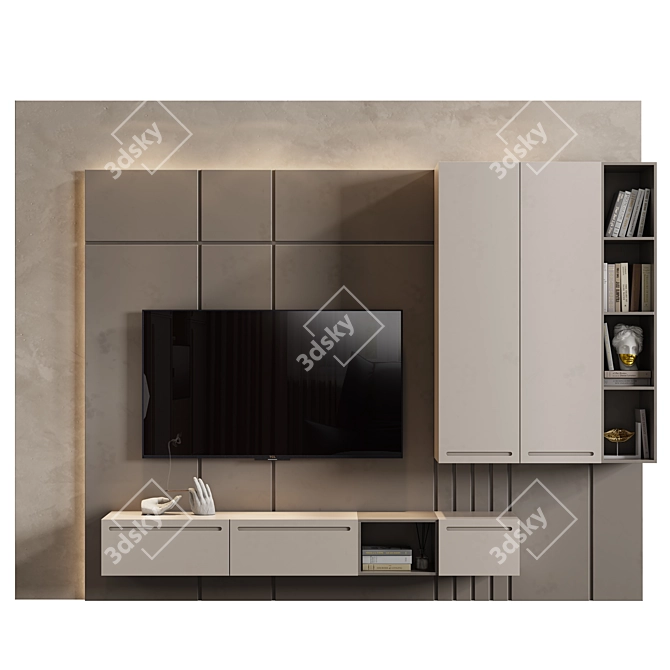 Sleek TV Wall Unit Solution 3D model image 1