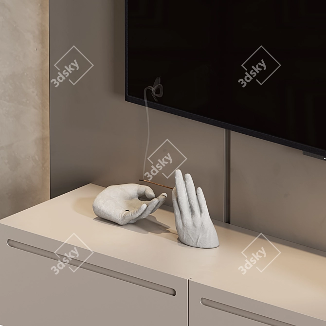 Sleek TV Wall Unit Solution 3D model image 2