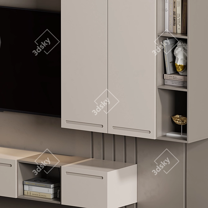 Sleek TV Wall Unit Solution 3D model image 3