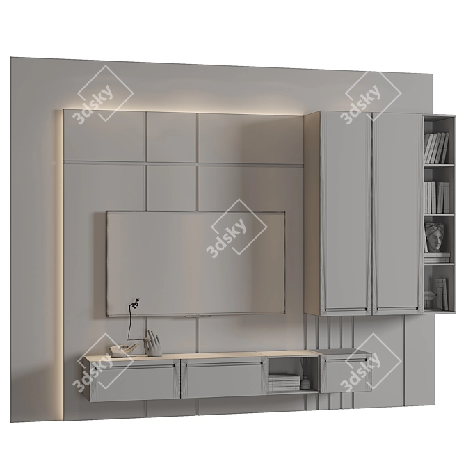 Sleek TV Wall Unit Solution 3D model image 4