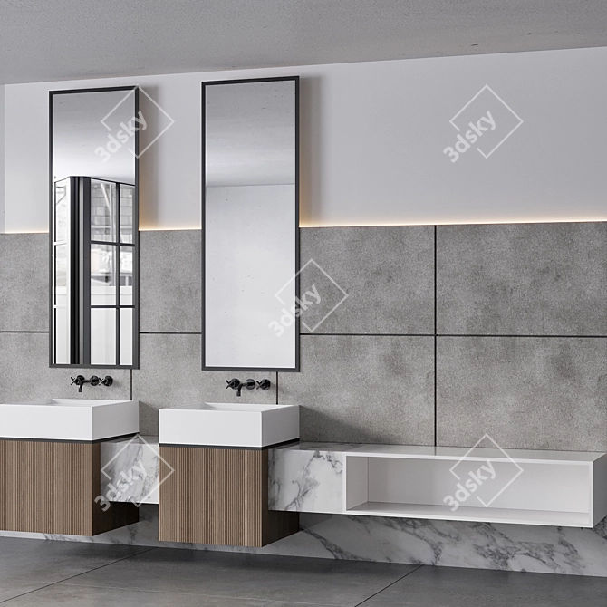 Modern Bathroom Furniture Set 16 3D model image 2