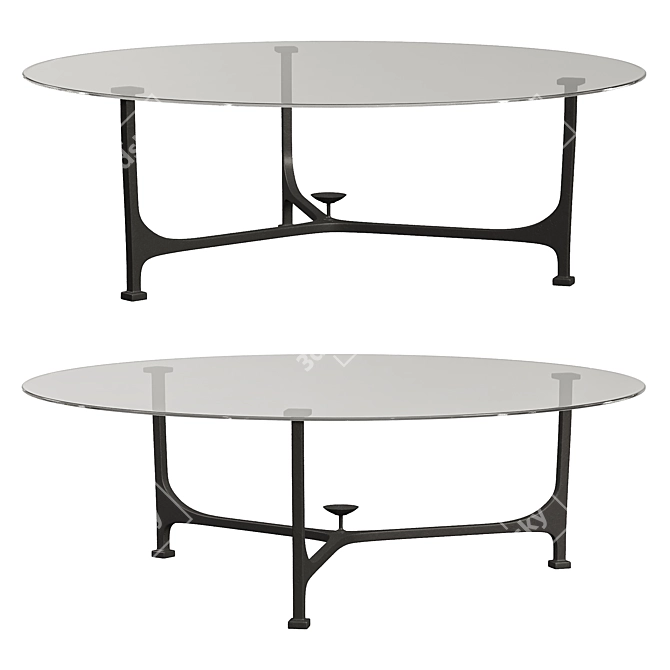 Vintage Bronze Glass Coffee Table 3D model image 1