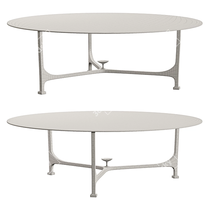 Vintage Bronze Glass Coffee Table 3D model image 2