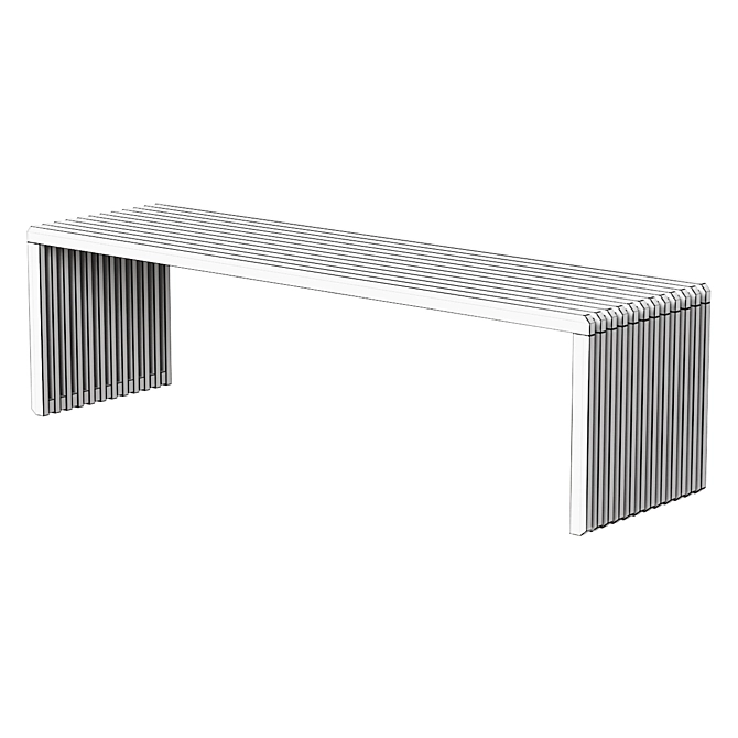 Teak Slatted Bench Furniture 3D model image 2
