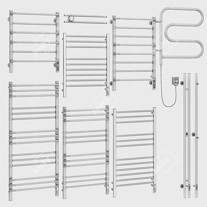 Terminus Towel Warmers Set 3D model image 7