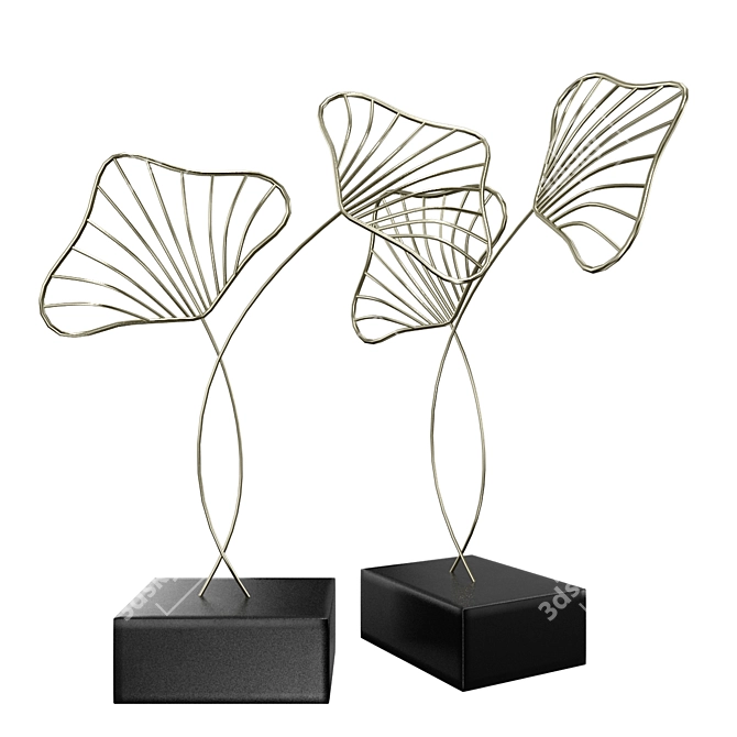 Elegant Leaf Inspired Decorative Figurine 3D model image 1