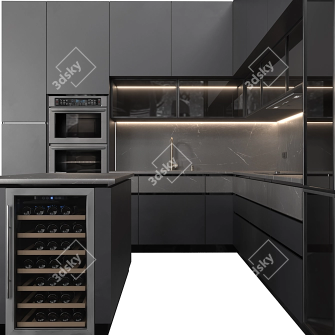 Modern Kitchen 3D Model Kit 3D model image 4