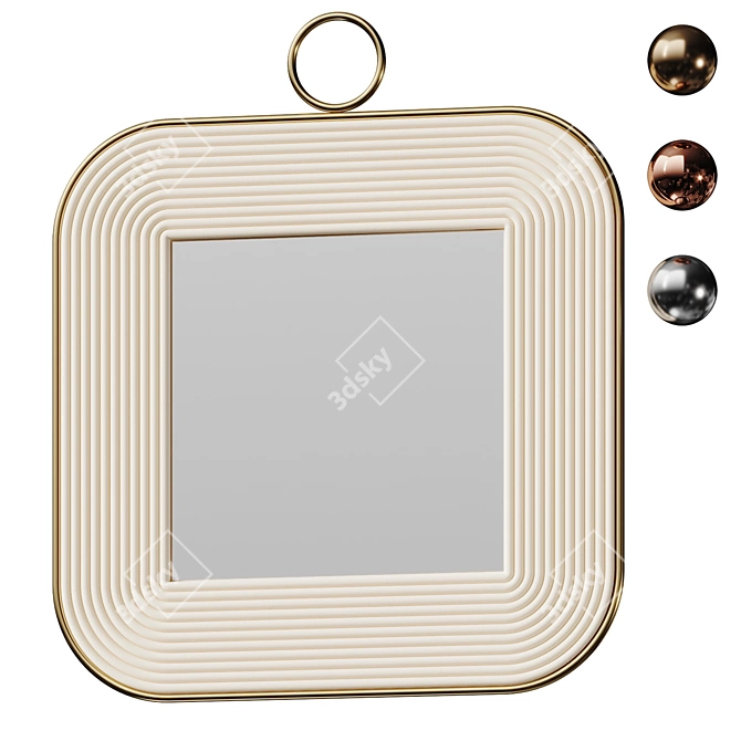 Roche Square Wall Mirror Cream 3D model image 1