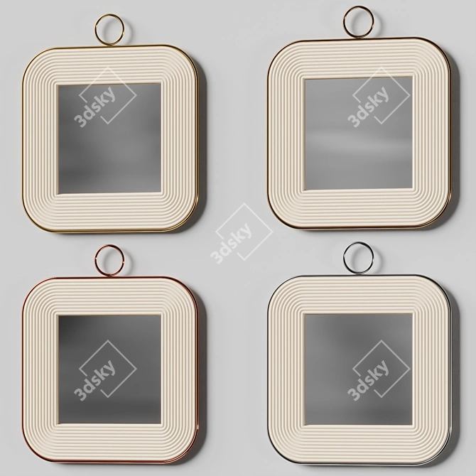 Roche Square Wall Mirror Cream 3D model image 4