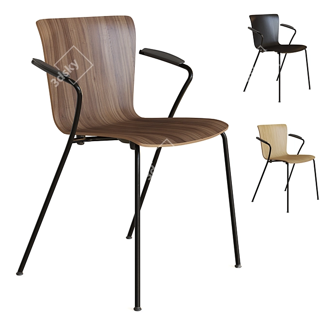 Streamlined Veneer Stacking Chair 3D model image 1