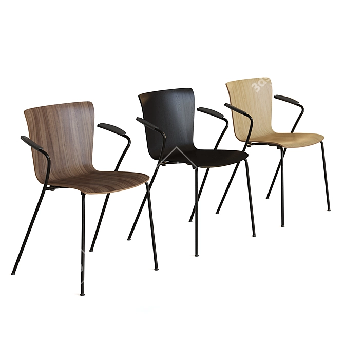 Streamlined Veneer Stacking Chair 3D model image 2