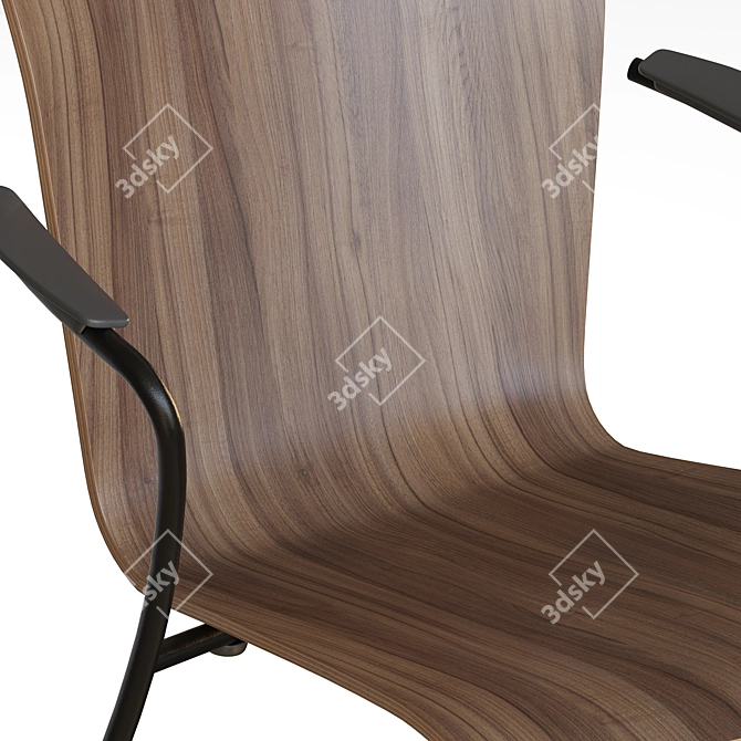 Streamlined Veneer Stacking Chair 3D model image 4