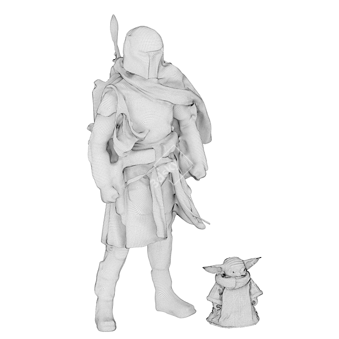 Boba Fett and Grogu Figures 3D model image 5