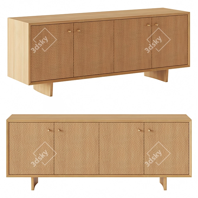 Sleek and Chic Media Console 3D model image 1