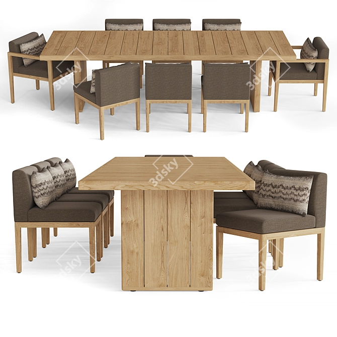 Restoration Hardware Santos Teak Dining Table 3D model image 2