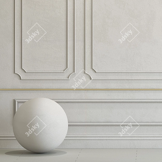 Decorative Venetian Plaster with Molding 3D model image 3