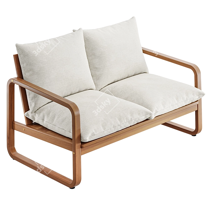 Eucalyptus 2-Seater Solid Wood Sofa 3D model image 1