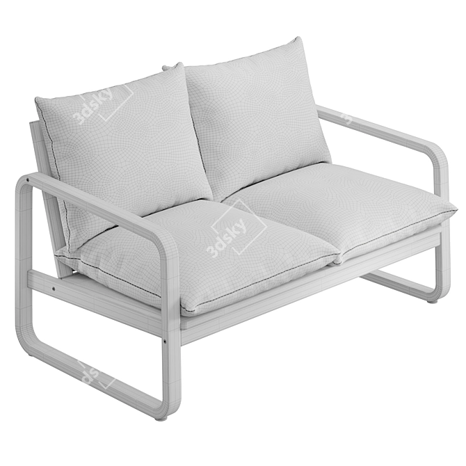 Eucalyptus 2-Seater Solid Wood Sofa 3D model image 2