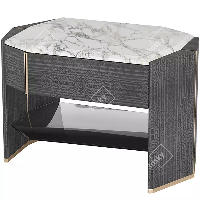 Elegant Algerone Marble Nightstand 3D model image 1