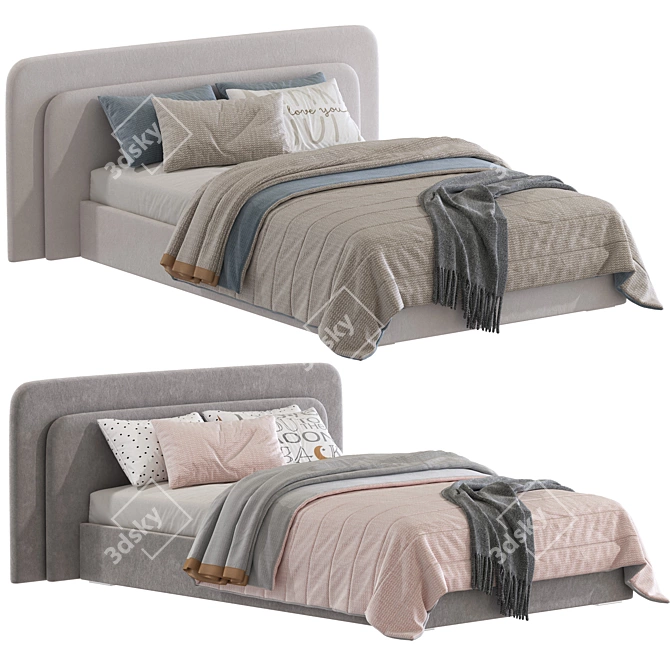 Modern Marian Bed with 2 Color Options 3D model image 1