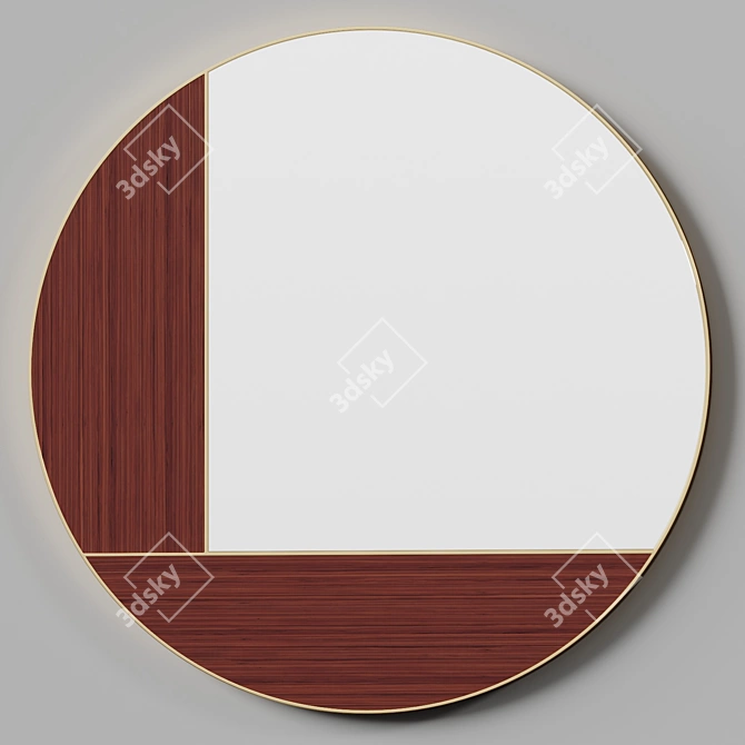 Modern Wood-Inlay Wall Mirror 3D model image 2