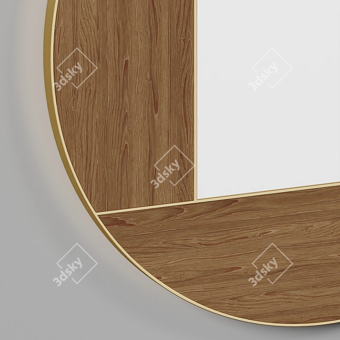 Modern Wood-Inlay Wall Mirror 3D model image 3