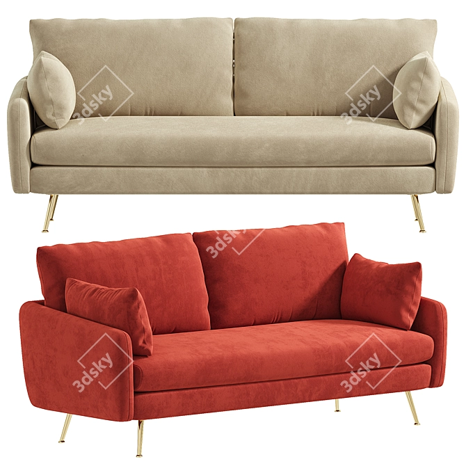 Modern Park Sofa in Velvet 3D model image 2