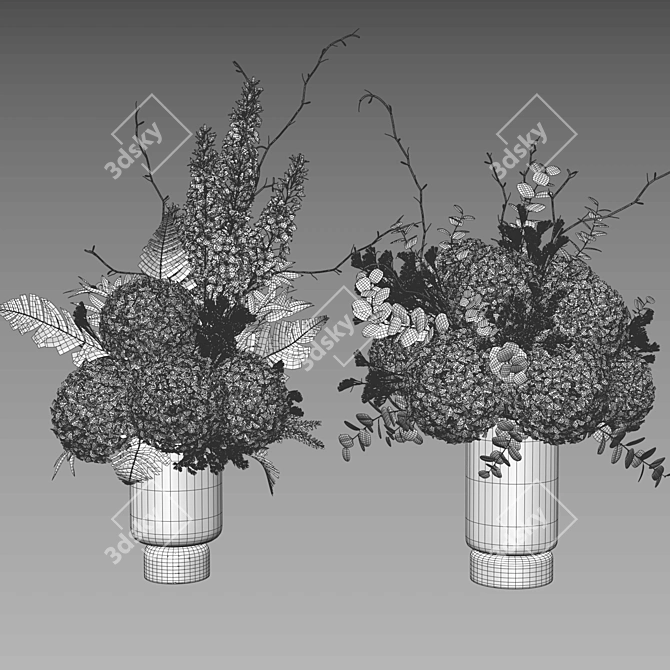  Hydrangea Delphinium Eucalyptus Set 3D model image 7