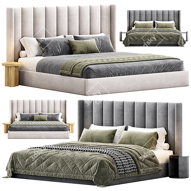 Modern Low Profile Bed Frame 3D model image 2