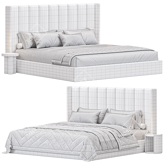 Modern Low Profile Bed Frame 3D model image 6