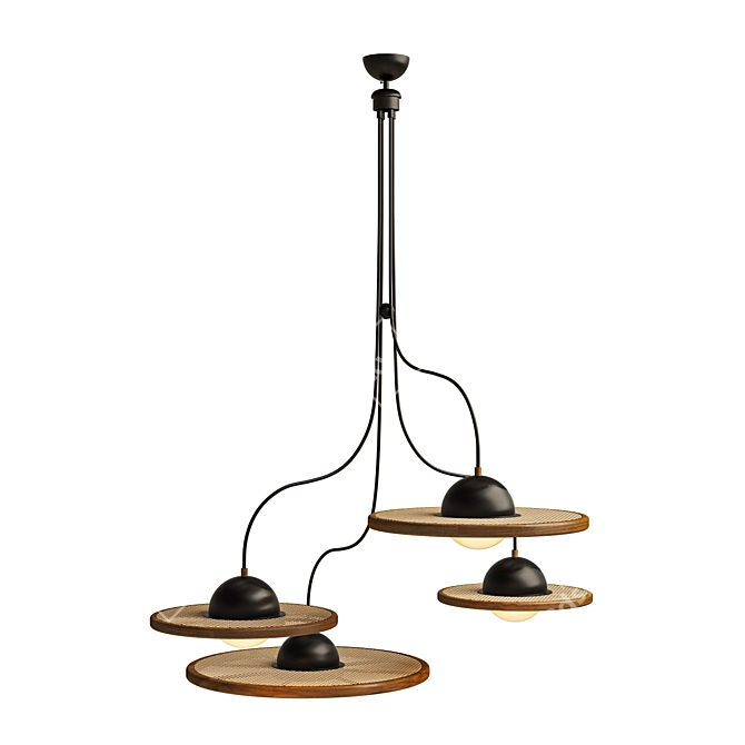 Sleek Cosmos-Inspired Cassini Chandelier 3D model image 2