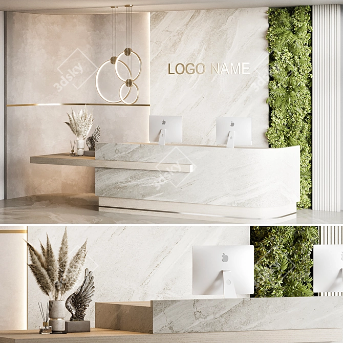 Modern Office Reception Design 16 3D model image 1